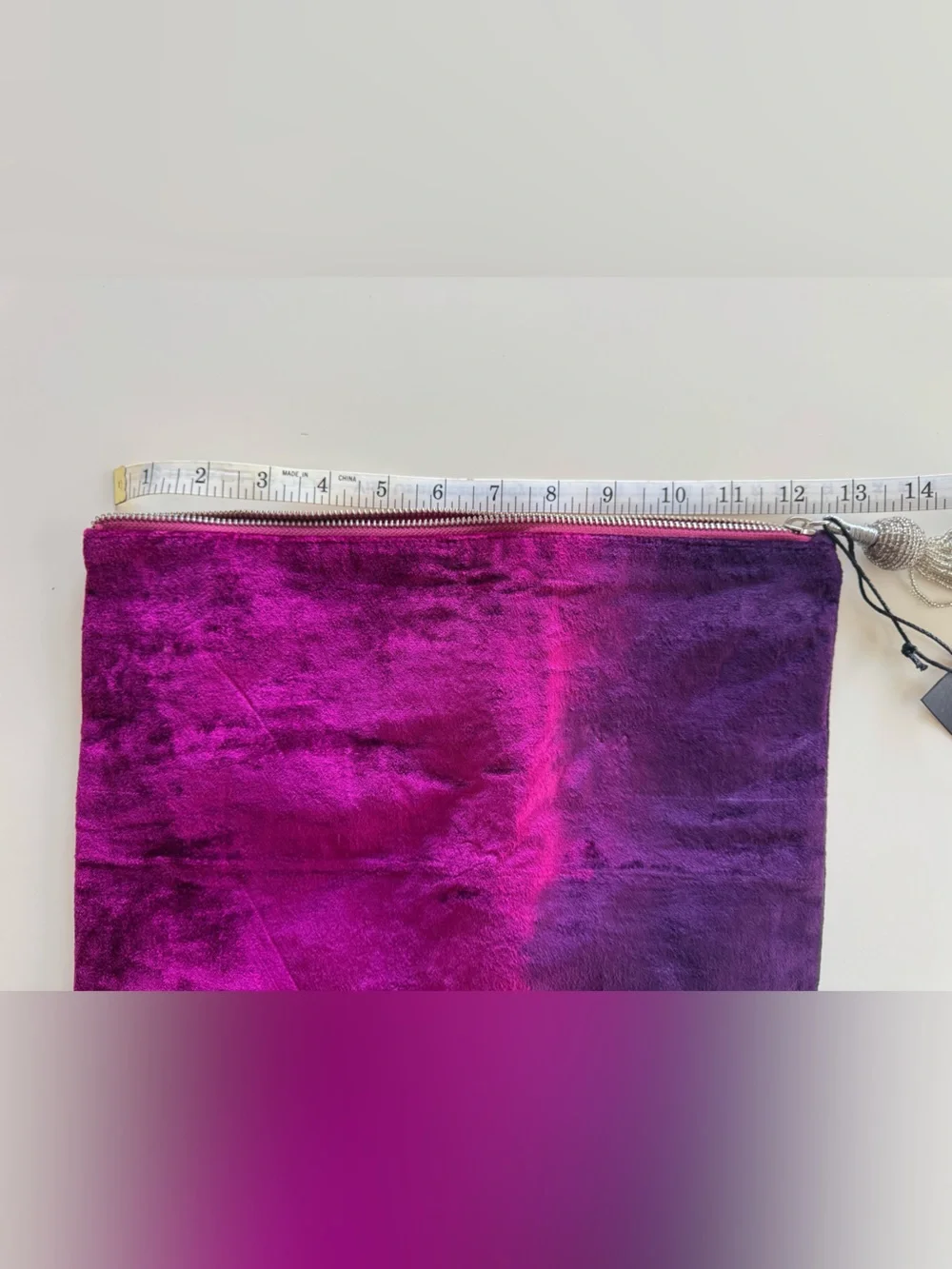 Steve Madden Fuchsia to Deep Purple Velvet Tassel Clutch